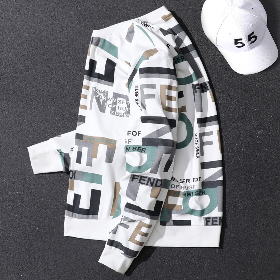 Handsome Spring and Autumn English Printed Sweater Men's Trendy Brand Korean Style Casual Personalized Pullover Bottoming Shirt Long Sleeve Top for Men